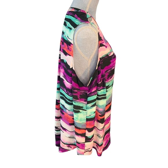 Apt 9 Women's Size 1X Blouse Sleeveless Lightweight V-Neck Color Splash Stripe - Picture 2 of 12